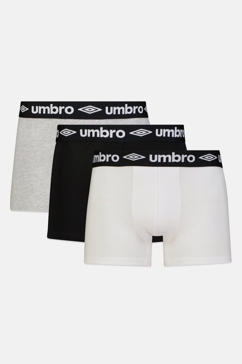 umbro Men 3 Pieces Brand Logo Boxer, Multicolor - Image 1